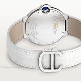 Buy Shop Cartier Ballon Bleu de Cartier Silver Dial White Leather Strap Watch for Women - W6920087 USA Online