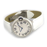 Buy Shop Cartier Ballon Bleu de Cartier Silver Dial White Leather Strap Watch for Women - W6920087 USA Online