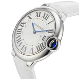 Buy Shop Cartier Ballon Bleu de Cartier Silver Dial White Leather Strap Watch for Women - W6920087 USA Online