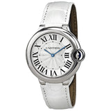 Buy Shop Cartier Ballon Bleu de Cartier Silver Dial White Leather Strap Watch for Women - W6920087 USA Online