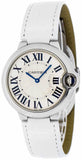 Buy Shop Cartier Ballon Bleu de Cartier Silver Dial White Leather Strap Watch for Women - W6920087 USA Online