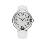 Buy Shop Cartier Ballon Bleu de Cartier Silver Dial White Leather Strap Watch for Women - W6920087 USA Online