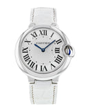 Buy Shop Cartier Ballon Bleu de Cartier Silver Dial White Leather Strap Watch for Women - W6920087 USA Online
