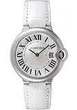 Buy Shop Cartier Ballon Bleu de Cartier Silver Dial White Leather Strap Watch for Women - W6920087 USA Online
