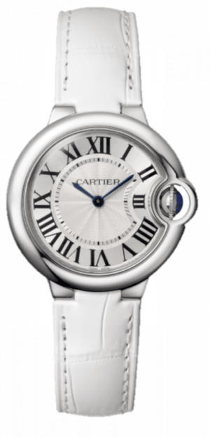 Buy Shop Cartier Ballon Bleu de Cartier Silver Dial White Leather Strap Watch for Women - W6920087 USA Online
