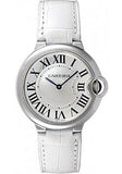 Buy Shop Cartier Ballon Bleu de Cartier Silver Dial White Leather Strap Watch for Women - W6920087 USA Online