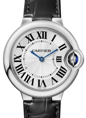 Buy Shop Cartier Ballon Bleu De Cartier Silver Dial Black Leather Strap Watch for Women - WSBB0034 USA Online