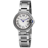 Buy Shop Cartier Ballon Bleu De Cartier Diamonds White Dial Silver Steel Strap Watch for Women - W4BB0015 USA Online
