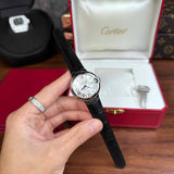 Buy Shop Cartier Ballon Bleu De Cartier Silver Dial Black Leather Strap Watch for Women - WSBB0030 USA Online