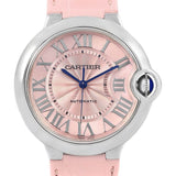 Buy Shop Cartier Ballon Bleu De Cartier Pink Dial Pink Leather Strap Watch for Women - WSBB0007 USA Online