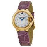 Buy Shop Cartier Ballon Bleu Diamonds White Dial Pink Leather Strap Watch for Women - WE902050 USA Online