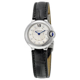 Buy Shop Cartier Ballon Bleu de Cartier Diamonds Silver Dial Black Leather Strap Watch for Women - W4BB0008 USA Online
