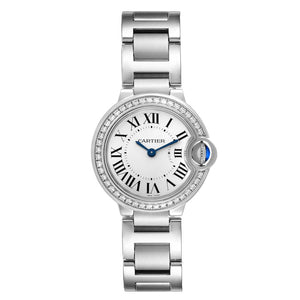 Buy Shop Cartier Ballon Bleu De Cartier Diamonds White Dial Silver Steel Strap Watch for Women - W4BB0015 USA Online