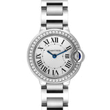 Buy Shop Cartier Ballon Bleu De Cartier Diamonds White Dial Silver Steel Strap Watch for Women - W4BB0015 USA Online