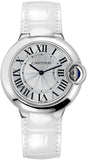 Buy Shop Cartier Ballon Bleu de Cartier Silver Dial White Leather Strap Watch for Women - W6920087 USA Online