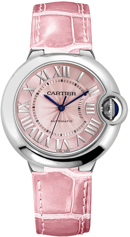 Buy Shop Cartier Ballon Bleu De Cartier Pink Dial Pink Leather Strap Watch for Women - WSBB0007 USA Online