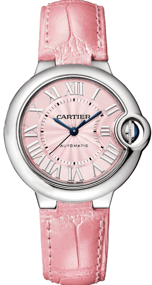 Buy Shop Cartier Ballon Blue De Cartier Pink Dial Pink Leather Strap Watch for Women - WSBB0031 USA Online
