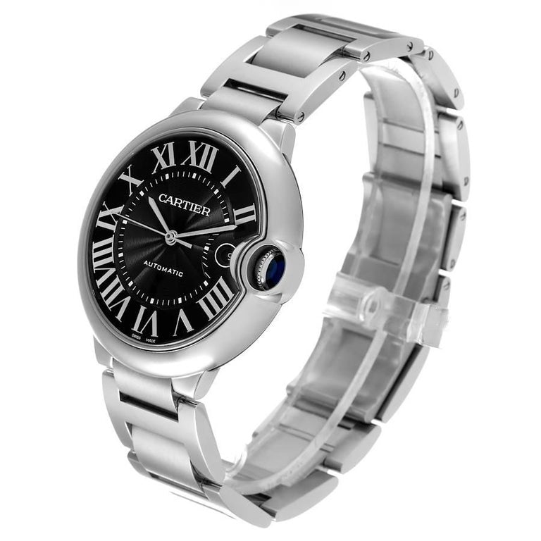 Buy Shop Cartier Ballon Bleu de Cartier Black Dial Silver Steel Strap Watch for Men - W6920042 USA Online