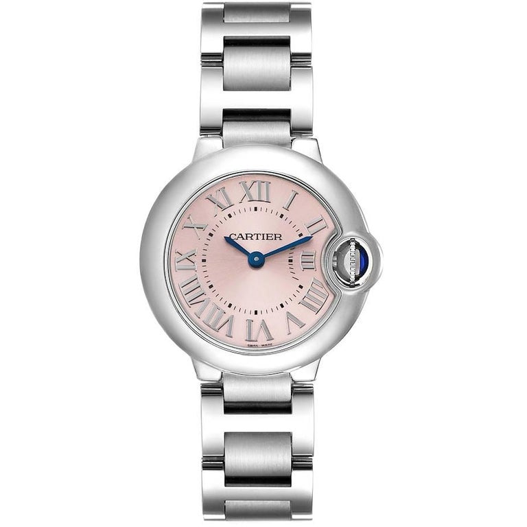Buy Shop Cartier Ballon Bleu de Cartier Pink Dial Silver Steel Strap Watch for Women - W6920038 USA Online