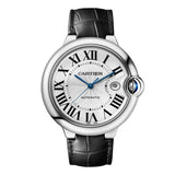 Buy Shop Cartier Ballon Bleu de Cartier Silver Dial Black Leather Strap Watch for Men - WSBB0026 USA Online