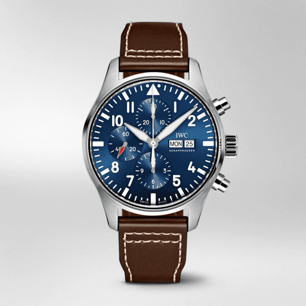 Buy Shop IWC Pilot’s Watch Chronograph Edition “Le Petit Prince” Blue Dial Brown Leather Strap Watch for Men - IW377714 USA Online