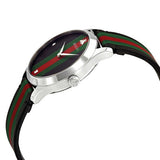 Gucci G Timeless Quartz Black Dial Multicolored Black Leather Strap Watch For Men - YA12640799