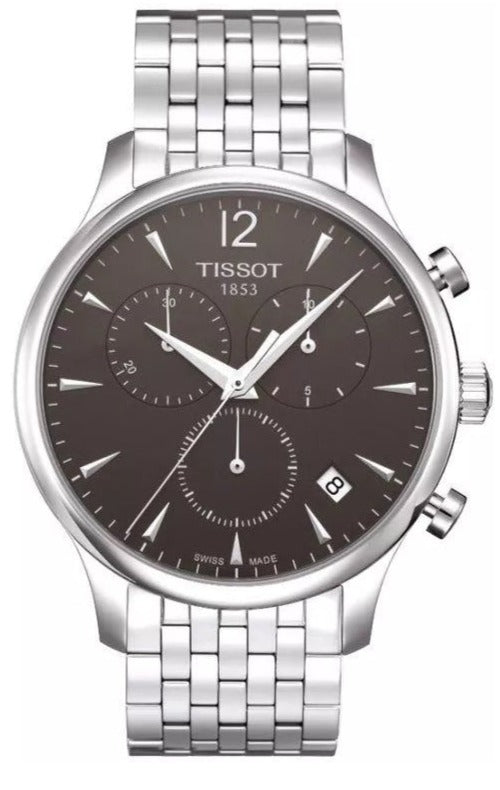 Buy Shop Tissot T Classic Tradition Chronograph Black Dial Silver Steel Strap Watch For Men - T063.617.11.057.00 USA Online