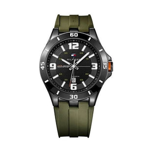 Buy Shop Tommy Hilfiger Drew Black Dial Green Rubber Strap Watch for Men - 1791065 USA Online