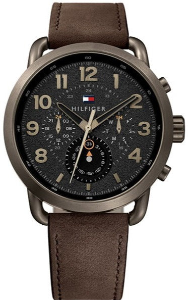 Buy Shop Tommy Hilfiger Briggs Chronograph Black Dial Brown Leather Strap Watch for Men - 1791425 USA Online