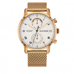 Buy Shop Tommy Hilfiger Kane White Dial Gold Mesh Bracelet Watch for Men - 1710403 USA Online