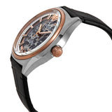 Buy Shop Emporio Armani Zeta Skeleton Automatic Silver Dial Black Leather Strap Watch For Men - AR60018 USA Online
