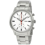 Fossil Townsman White Dial Silver Steel Strap Watch for Men - FS5346