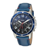 Buy Shop Fossil Grant Chronograph Blue Dial Blue Leather Strap Watch for Men - FS5373 USA Online