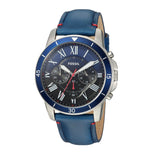 Buy Shop Fossil Grant Chronograph Blue Dial Blue Leather Strap Watch for Men - FS5373 USA Online