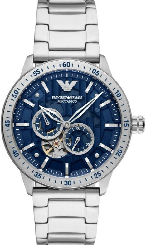 Buy Shop Emporio Armani Mario Chronograph Automatic Blue Dial Silver Steel Strap Watch For Men - AR60052 USA Online