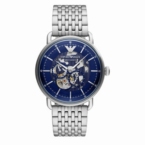 Buy Shop Emporio Armani Aviator Multifunction Blue Dial Silver Mesh Bracelet Watch For Men - AR60024 USA Online