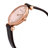 Buy Shop Emporio Armani Classic Quartz Pink Dial Brown Leather Strap Watch For Women - AR1911 USA Online