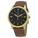 Buy Shop Fossil Townsman Chronograph Black Dial Brown Leather Strap Watch for Men - FS5338 USA Online