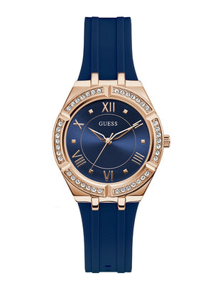 Buy Shop Guess Cosmo Diamonds Blue Blue Dial Blue Silicone Strap Watch for Women - GW0034L4 USA Online