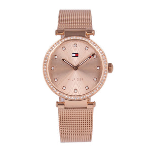 Buy Shop Tommy Hilfiger Lynn Quartz Rose Gold Dial Rose Gold Mesh Bracelet Watch For Women - 1781865 USA Online