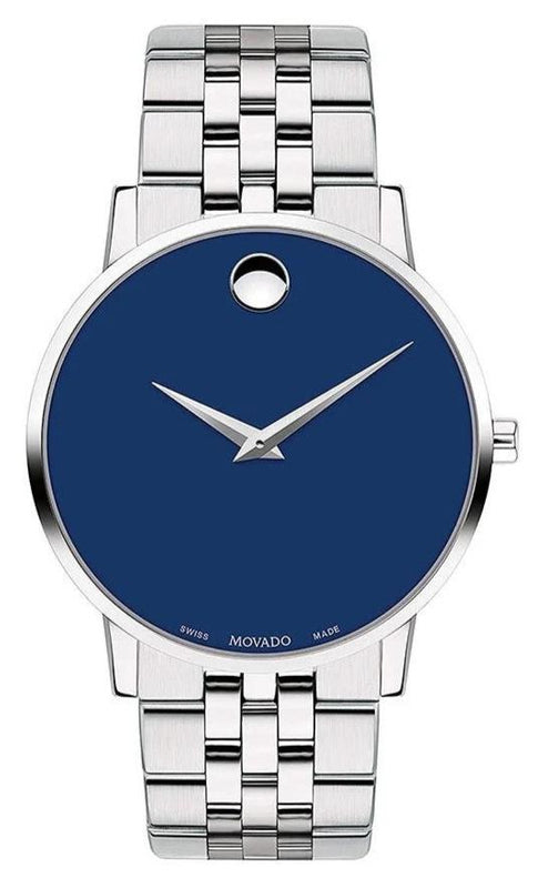 Buy Shop Movado Museum Classic Blue Dial Silver Steel Strap Watch for Men - 0607212 USA Online