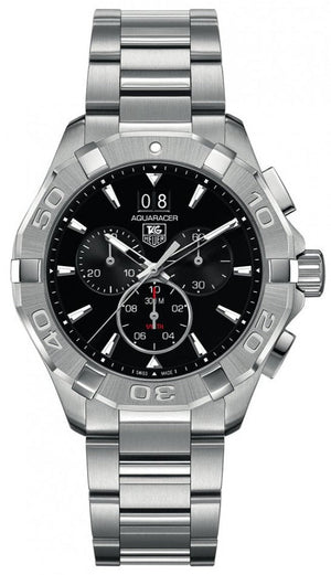Buy Shop Tag Heuer Aquaracer Chronograph Black Dial Silver Steel Strap Watch for Men - CAY1110.BA0927 USA Online
