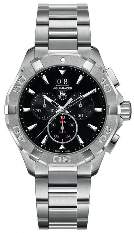 Buy Shop Tag Heuer Aquaracer Chronograph Black Dial Silver Steel Strap Watch for Men - CAY1110.BA0927 USA Online