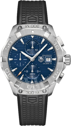 Tag Heuer Aquaracer Chronograph Blue Dial Black Rubber Strap Watch for Men - CAY2112.FT6041