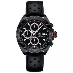 Buy Shop Tag Heuer Formula 1 Automatic Chronograph Black Dial Black Leather Strap Watch for Men - CAZ2011.FT8024 USA Online