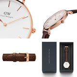 Buy Shop Daniel Wellington Classic Petite Bristol White Dial Brown Leather Strap Watch For Women - DW00100171 USA Online