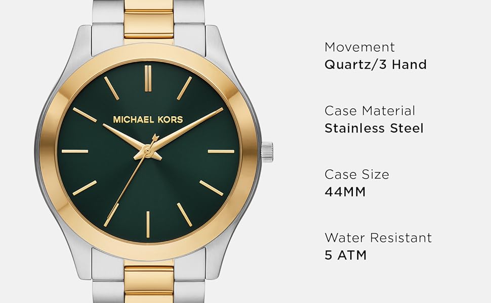 Buy Shop Michael Kors Slim Runway Quartz Green Dial Two Tone Steel Strap Watch for Women - MK9149 USA Online
