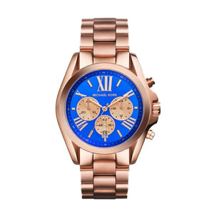 Buy Shop Michael Kors Bradshaw Quartz Blue Dial Rose Gold Steel Strap Watch For Women - MK5951 USA Online