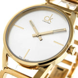 Buy Shop Calvin Klein Stately Silver Dial Gold Steel Strap Watch for Women - K3G23526 USA Online