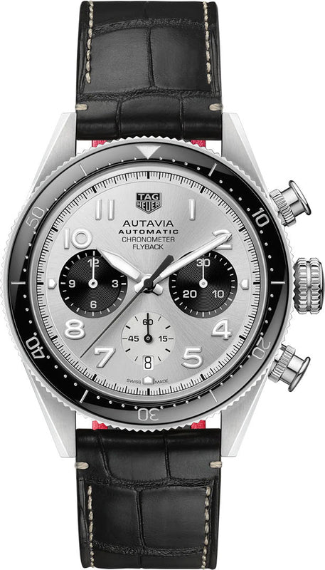 Buy Shop Tag Heuer Autavia Chronometer Flyback Chronograph Silver Dial Black Leather Strap Watch for Men - CBE511B.FC8279 USA Online